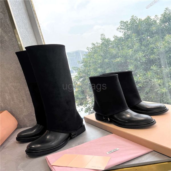 MIUI MELHOR EM FAMÍLIA ESTILO DE CHIDO DE CHIDA DE CHIDA - BOOTS IU BOTAS ALTO TUBO LONGO BOTAS ELÁSTICAS ELÁSTICAS BOTAS femininas Botas redondas