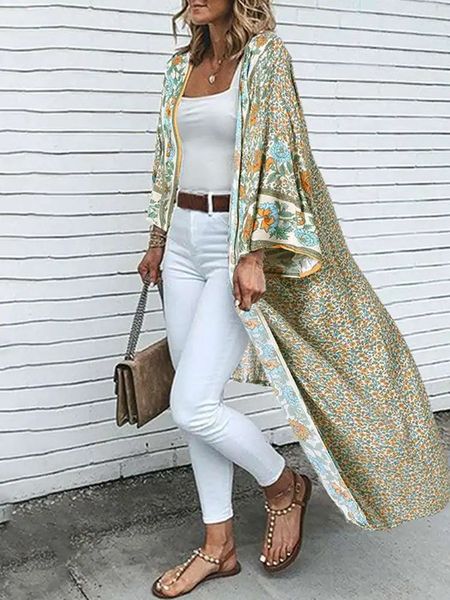 Damesblouses Overhemden ZANZEA Boheems dames zomervest Mode Vintage blouse met lange mouwen Strandvakantie Shirt Tops Bloemenprint Kimono 2023 231101