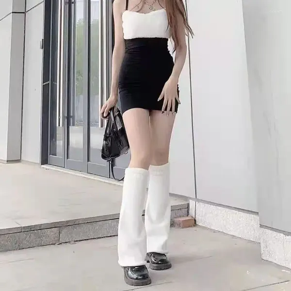 Kadınlar SOCKS Beyaz Harajuku Lolita Kawaii Y2K Estetik Kış Bacak Sıcak Punk Alt Kore Moda Sıradan Bol Diz Kılıf