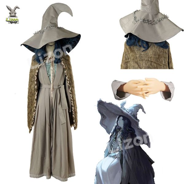 Traje role play roupas bruxa vestido relógio chapéu ranni cosplay mão falsa cosplay