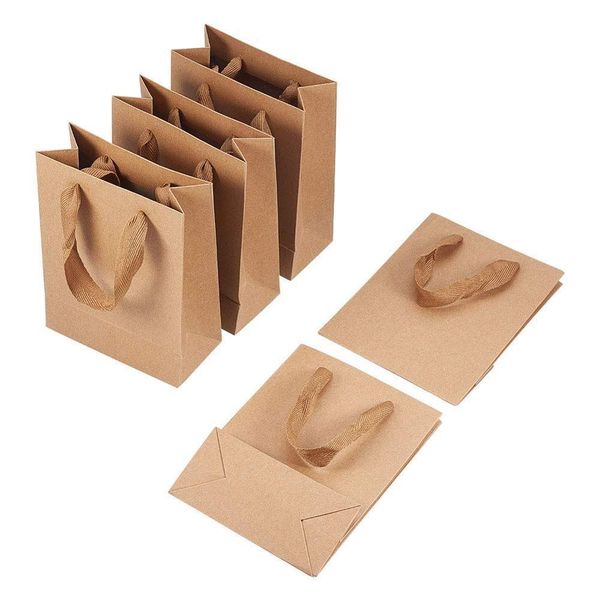 Supporto per gioielli 10 pezzi Sacchetti di carta Kraft Rec di alta qualità Borsa per regali con manico in filo di nylon Scarpe da festa alla moda Regalo Sho Dhgarden Dhcco