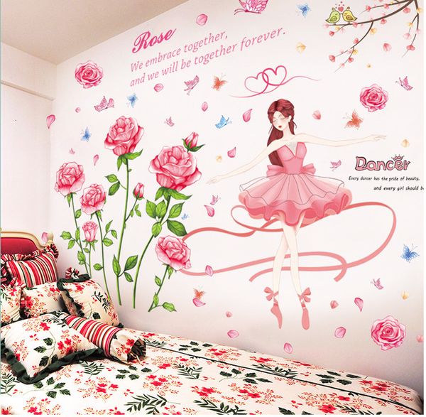 Adesivos de parede de moda papel de parede pôster rosas luxuoso 3d art mural de crianças decoração mais recente cor 230403