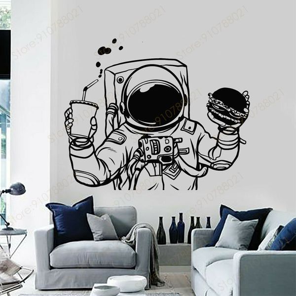 Adesivos de parede Astonauta Espaço Hamburger Fast Food Wall Decal