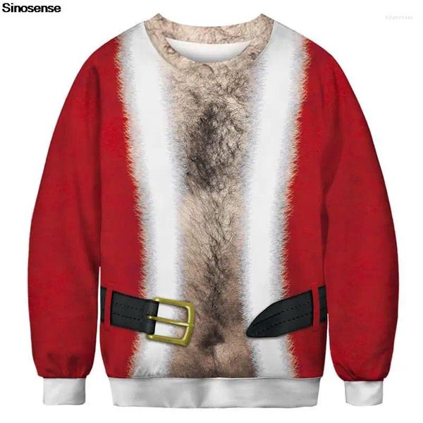 Suéter dos homens Homens Mulheres Novidade Feio Suéter de Natal Pulôver Tacky Xmas Jumpers Tops3D Engraçado Impresso Holiday Party Crewneck Moletom