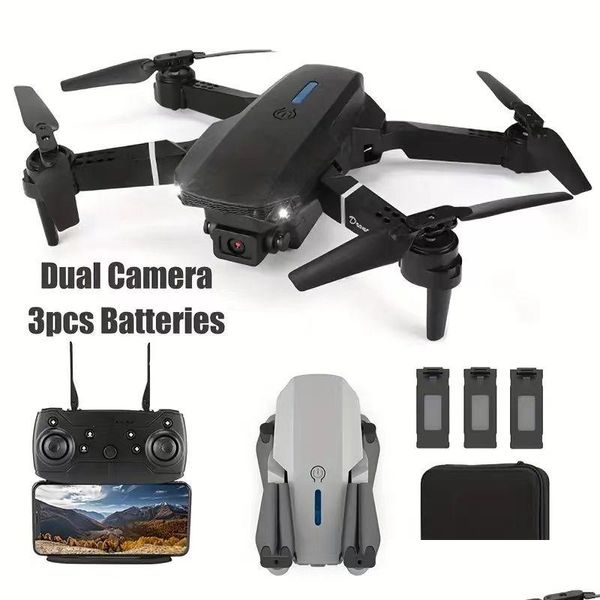 Drones Mini Drone çift kameralı 3 pil yüksekliği RC katlanabilir wifi fpv quadcopter helikopter hediye oyuncakları çocuklar için ve drop de dhehg