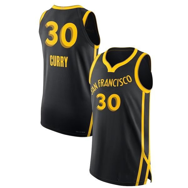 Stephen Curry 30 Jersey Noir 2024 City Jerseys Basketball Hommes Cousu Jersey S-XXL Mix Match Order