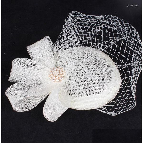 Altri accessori moda Copricapo Cappelli classici da donna Fascinator da sposa Velo Fermagli per capelli punteggiati Cena in lino blu scuro nero P Dhgarden Dhxdp