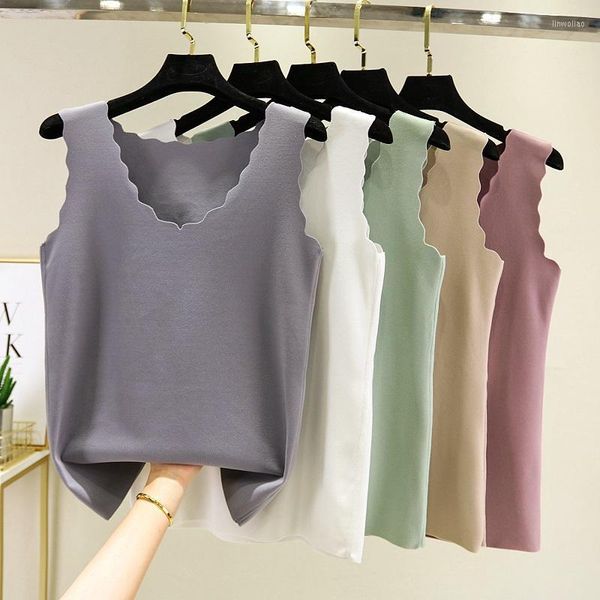 Camisoles Tanks Mulheres 2023 Autumn Winter Color Solid Térmica Tops feminino Vest Slim Dreadies grossas D489