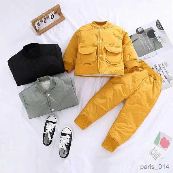 Set di abbigliamento Nuovo inverno autunno neonati maschi vestiti pantaloni a maniche lunghe cotone vestito caldo abbigliamento per bambini tute R231103