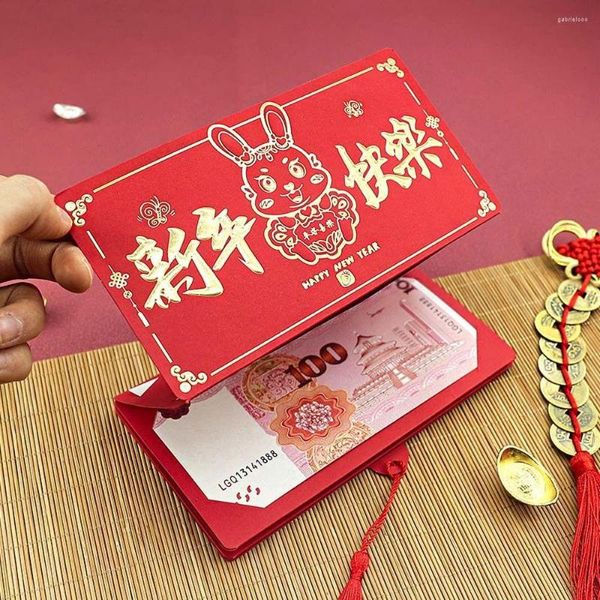 Embrulho de presente 2023 envelopes vermelhos dobráveis ​​Ano de borla Hongbao Pacotes Lucky Pacotes Chinês Festival da Primavera Festa de Casamento