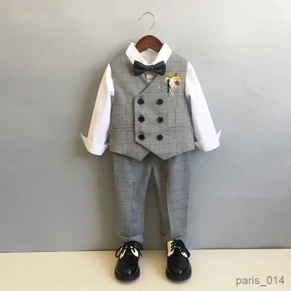 Set di abbigliamento Bambini Abiti formali Set Primavera Autunno Ragazzi Pianoforte Party Costume Gilet per bambini Pantaloni R231103