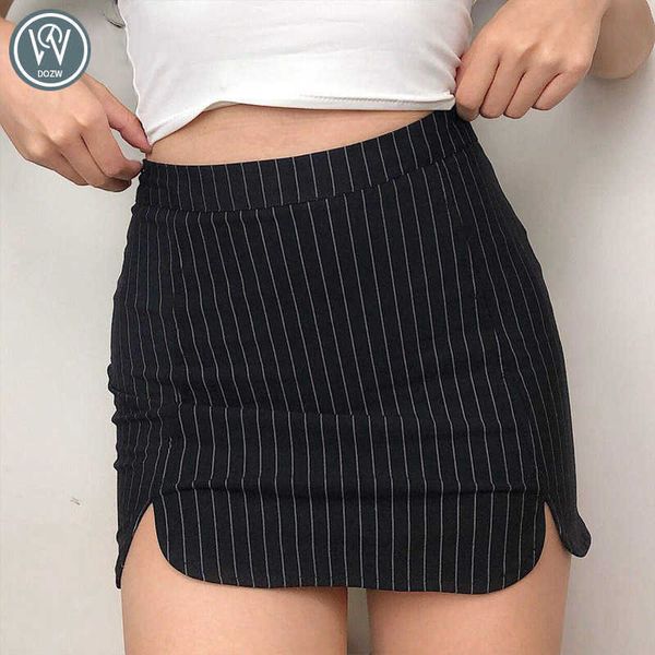 Skirts Korean Style Black Stripe Short Mini Skirt Women Summer Sexy Back Zipper Streetwear Pencil Skirt Female High Waist Bottom P230403