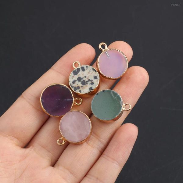 Pendentif Colliers 5pcs Pierre naturelle Petite forme ronde Agates Charmes pour faire des bijoux de bricolage Collier Accessoire 15x15mm