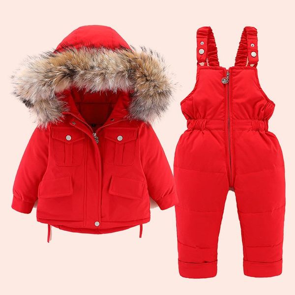 Roupas de roupas kisbini 2023 Inverno infantil roupas de parkas conjuntos de neve grossa para meninos meninas com zíper com zíper da criança com zíper