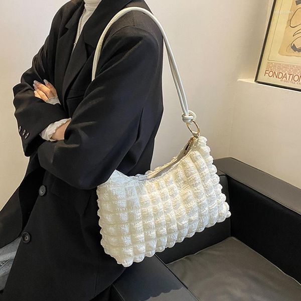 Abendtaschen Damen Schulter Mode INS Brand Design Handtaschen Damen Schwarz/Weiß/Blau/Grün Volltonfarbe Korean Style Tote Bolsa