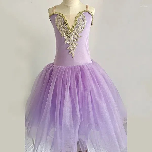 Stage Wear 2023 Vestito da balletto giallo per ragazze Bambino Adulti Donna Tutu di pizzo Costumi di danza del cigno Ballerina per adulti professionale Festa per bambini