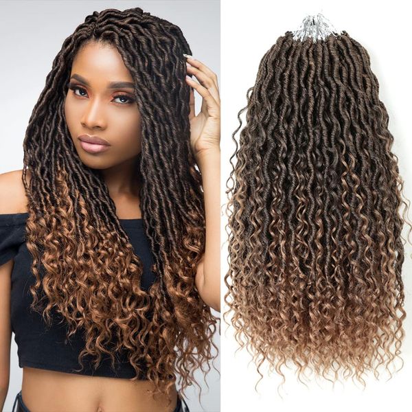 Cabelo de crochê de crochê de rio Boho Locs 18 polegadas Locs Cabelo cacheado Cabelo com cabelos encaracolados Boho Faux Locs Extensões de cabelo sintéticas