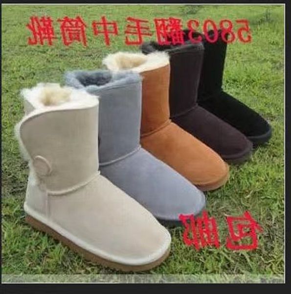 Stivali da neve con bottone Baily da donna 5803 5825 5815 uggsss Stivaletti in shearling Casual Morbidi e comodi stivali per tenere al caldo scarpe con sacchetto per la polvere in carta Bellissimi regali