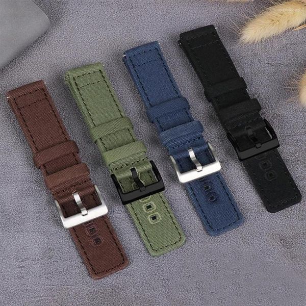 Посмотреть полосы Canvas Нейлоновый ремешок 20 мм 22 мм Quick Release Band Smart Bracelet Accessosements для мужчин