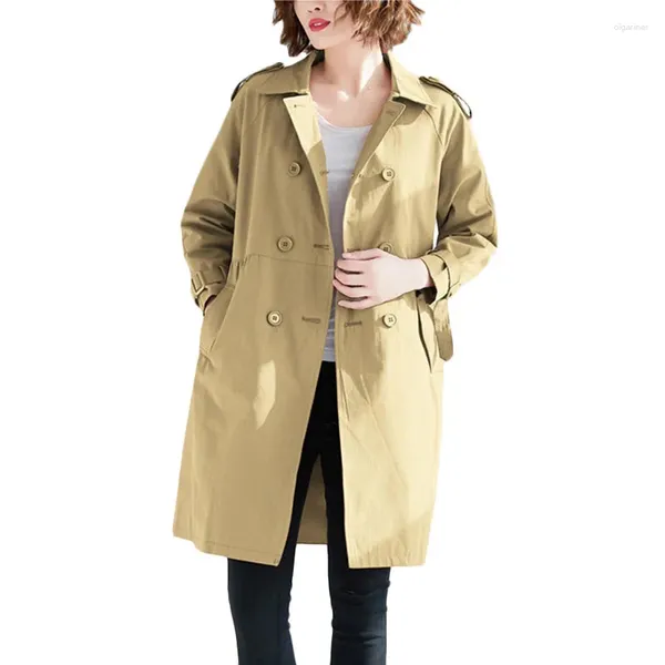 Женские плащи, женские корейские ветровки, пальто, весенне-осеннее свободное длинное пальто больших размеров, модная повседневная верхняя одежда цвета хаки F055