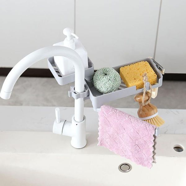 Kancalar raylar mutfak lavabo bulaşık yıkama aleti döndürülebilir plastik kalınlaştırılmış tahliye tutucu top bezi fırça fırça deterjan depolama rafı
