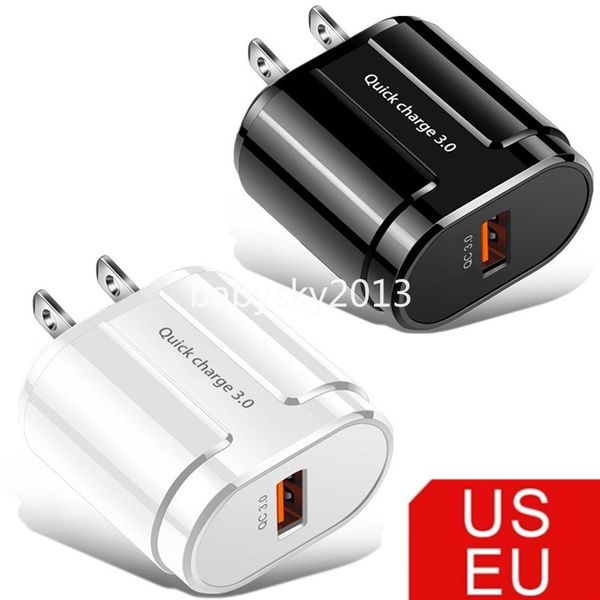 QC3.0 Spine USB a ricarica rapida Caricabatterie rapidi Adattatori da parete Spina 18W Eu USA Per iPhone 12 13 14 15 Samsung Tablet PC Mp3 B1