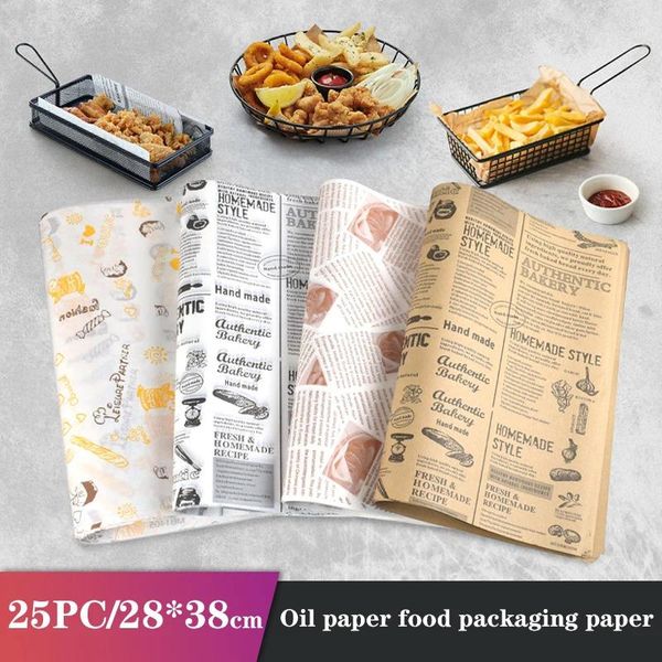 Pişirme Aletleri 25 PCS/Greaseproof Kağıt Kule Hayvan İngilizce Desen Gıda Ambalaj Parşömen Patates Kızartması Burger Kek Sandviç Balmumu