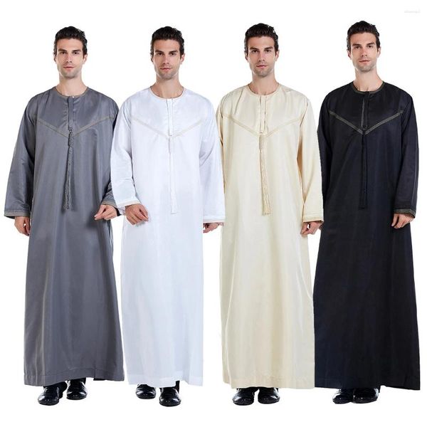 Abbigliamento etnico Abbigliamento islamico da uomo Abito Abito Musulmano Turchia Jubbe Thobe Thoub Saudita Arabo Tradizionale Caftano Abaya Dubai Eid Ramadan