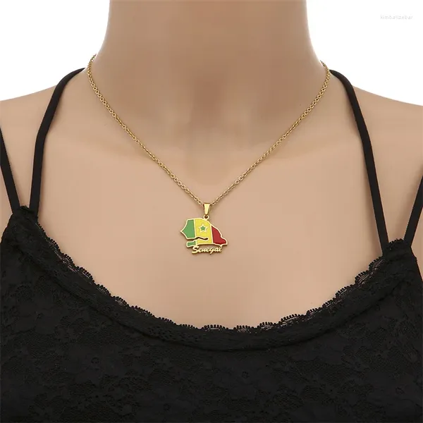 Ожерелья с подвесками в европейском и американском стиле из нержавеющей стали, ожерелье с изображением карты Сенегала и капли масла