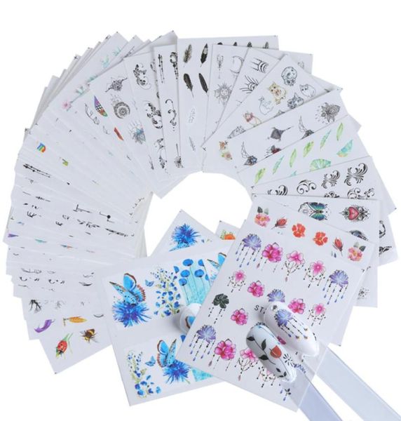 120 pezzi adesivo per unghie disegni colorati estivi decalcomanie per il trasferimento dell'acqua imposta fiore piuma decorazioni per unghie consigli di bellezza4144907