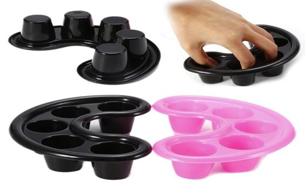 Yeni 1 PCS Tırnak Sanatı Spa Soaker Wash Bowl Toz Cilası Çıkartma Manikür Soğutma Aracı Beş Delik Tırnak Sanatı Accessories3638271