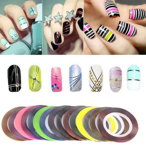 30 Stück Rollen Striping Tapes Bunte Linie Nagelaufkleber DIY Nail Art Kit Maniküre Schönheit Dekorationen für UV Gel Nagellack4896205