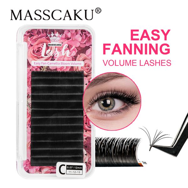 Ferramentas de maquiagem Masscaku Easy Fanning Bloom tlashashes austomático Volume de floração Faux Mink cílios individuais Extensão de cílios naturais espessos 230403