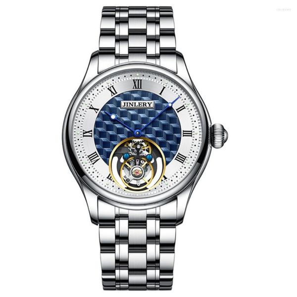 Avanadores de punho Tourbillon de moda Jinlery Assista a homens mecânicos de punho de vento mecânico Relógio luminoso relógios de volante Relogio Masculino