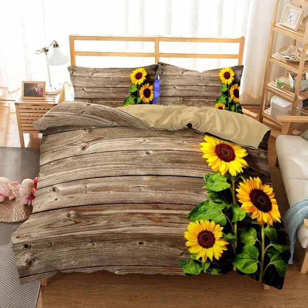 Bettwäsche-Sets Sonnenblumen-Tröster, leuchtend gelbe Blumenserie, Schlafzimmer, Housse de Couette, 220 x 240, Bettbezug-Set
