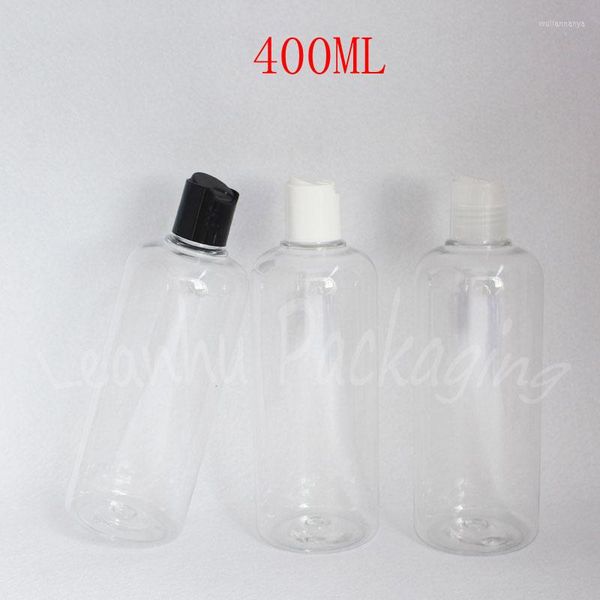 Bottiglie di stoccaggio Tappo superiore con disco in plastica trasparente da 400 ml Tappo superiore per sub-imbottigliamento per trucco 400CC Confezione di shampoo/lozione (15 PC/lotto)