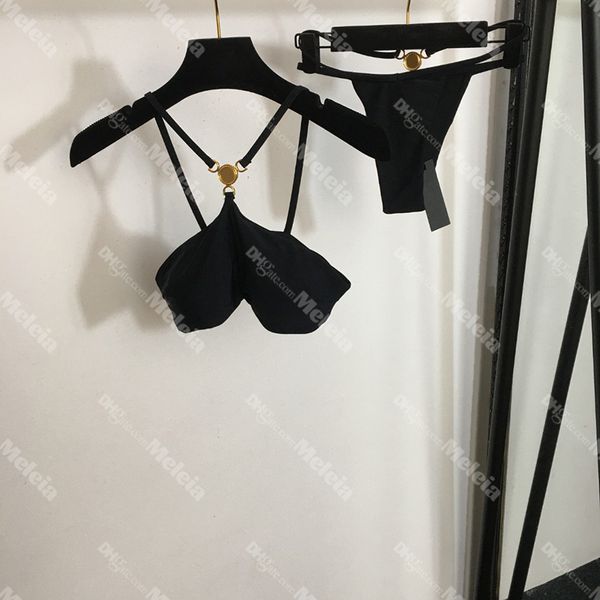 Schwarzes Bikini-Set, sexy BH, Bademode, Strand-Badeanzug, Designer-Tanga-Bikinis für Damen, Strandmode