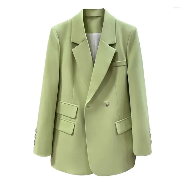 Abiti da donna Verde Blazer da donna Office Ladies Coreano Chic Tasche Giacca e cappotto da donna Elegante Abbigliamento 2023