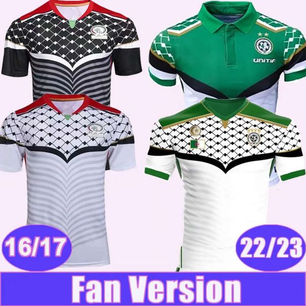 Qqq822 23 Maglie da rugby da uomo della squadra nazionale palestinese 2016 2017 Home White Away Maglie da calcio nere Uniformi a manica corta