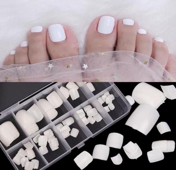 Unhas Falsas 100 pcs Acrílico Falso Unha Artificial Natural Branco Limpar Imprensa No Dedo Do Pé Dicas de Arte Cobertura Completa Prego Manicure2792033