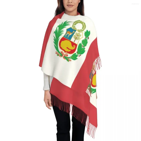 Lenços Luxo Bandeira do Peru Peruano Tassel Scarf Mulheres Inverno Quente Xales Wraps Feminino
