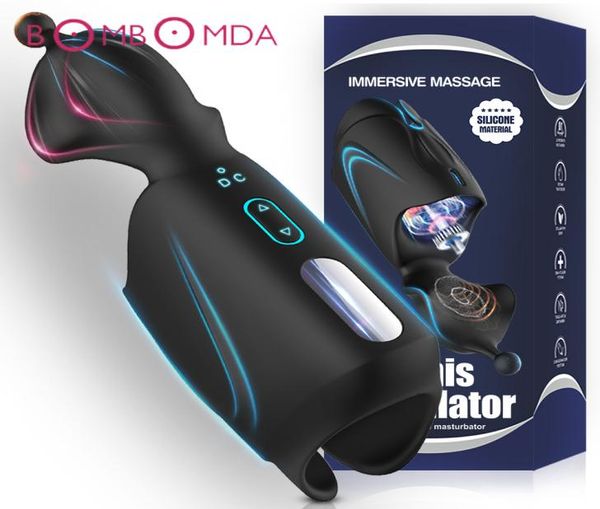 Blowjob Männer Masturbator für Männer Dick Delay Trainer Elektrischer Impuls Vibrator Automatischer Höhepunkt Eichelmassagegerät Muschi Erwachsene Sexspielzeug Y22680280