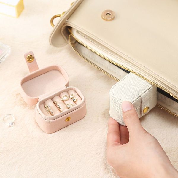Mini Mini Jóias portáteis Caixa de jóias Organizador de jóias Exibir anéis de viagem caixas de porta