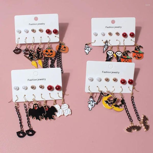 Ohrstecker, baumelnde Kronleuchter, baumelnde Ohrringe, Halloween, modisch, Persönlichkeit, Kürbis, Fledermaus, Geist, Tropfen-Set für Frauen, Party, niedlicher Horror-Ohrring, Zubehör, Schmuck 2024