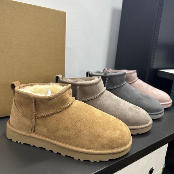 Bota designer mulher inverno tornozelo austrália botas de neve fundo grosso couro real quente botas macias ultra mini plataforma tamanho bota