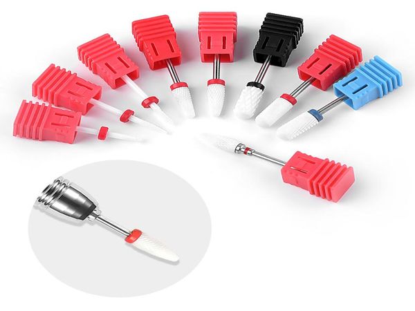 NAD006 1pcs Cabeça de moagem de cerâmica para unhas Broca de plástico Ferramenta de lixadeira de cabeça plana para manicure Pedicure Tools3687535