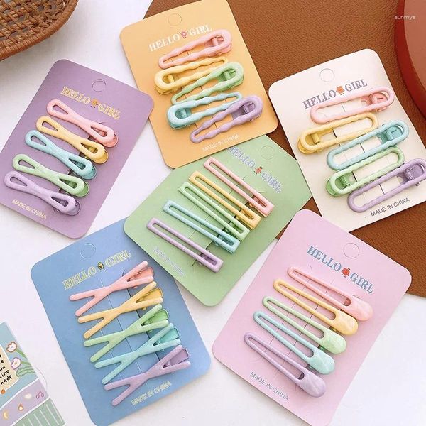 Haarschmuck 5PCS Set Bunte funkelnde Schleife Wasser Prop Geometrie Clips für Mädchen Kinder Niedliche Kawaii einfache Grundhaarnadel