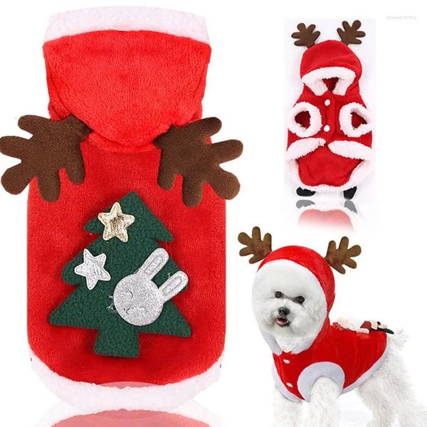 Одежда для собак, Рождественский наряд для щенка, зимний Рождественский костюм Санта-оленя, толстовка с капюшоном для кошки, пальто, вечерние наряды, принадлежности