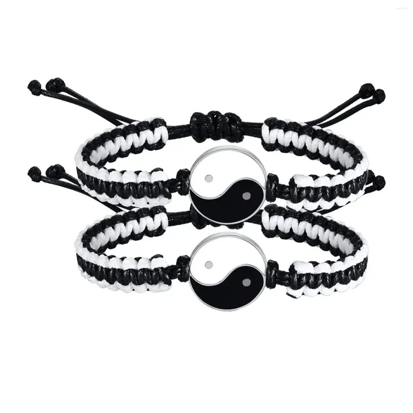 Braccialetti con ciondoli Tai Chi Gossip Coppia Bracciale per donne Uomini Amici Gioielli regolabili fatti a mano Yin Yang Baided Amante della moda