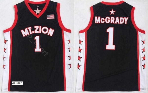 College Tracy McGrady Jerseys 1 Christian Mt.Zion T-Mac Basketball Jerseys Team Color Black Black Breathable University Top Quality on Sale
